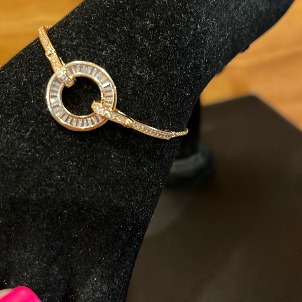 Rose Gold Plated Rhinestone Adjustable Bracelet